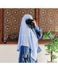 Khimar Court Soie de médine - Bleu Pastel