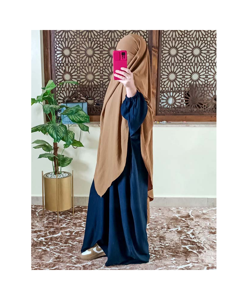 Khimar long : Khimar Marron clair en tissus Jazz - Khimar pas cher