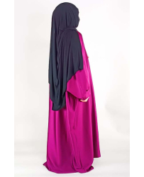 Set Abaya Kimono en Satin Rose Prune