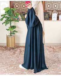 abaya-manche-bouffante-bleu