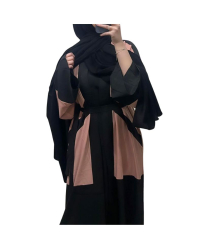 copy of Abaya Kimono Bloc Bicolor - Noir et Saumon - Taille unique