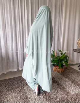 Jilbab sarouel - Soie de medine - Vert d'eau.