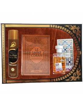 Coffret Coran Français Arabe Marron