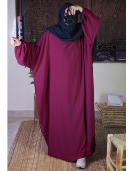abaya-papillon-avec-poche-soie-de-medine-rose-foncé