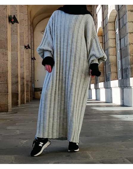 Abaya-femme-laine-grise
