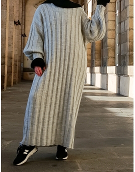 Abaya-femme-laine-grise