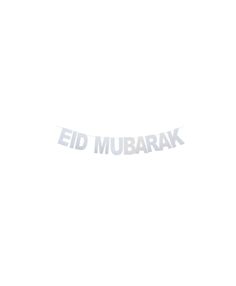 Bannière Eid Mubarak Argenté Paillettes